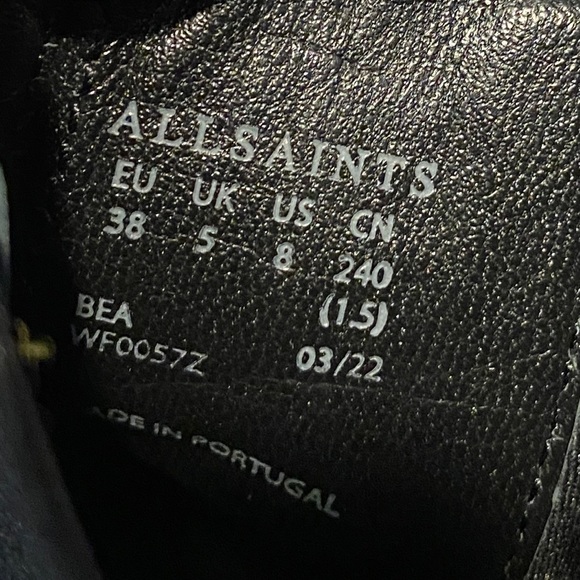 AllSaints Bea Leather Snake Chelsea Boot in Taupe/Grey Size 8 - Picture 8 of 9